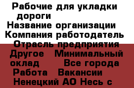 Рабочие для укладки дороги  apre2012@bk.ru › Название организации ­ Компания-работодатель › Отрасль предприятия ­ Другое › Минимальный оклад ­ 1 - Все города Работа » Вакансии   . Ненецкий АО,Несь с.